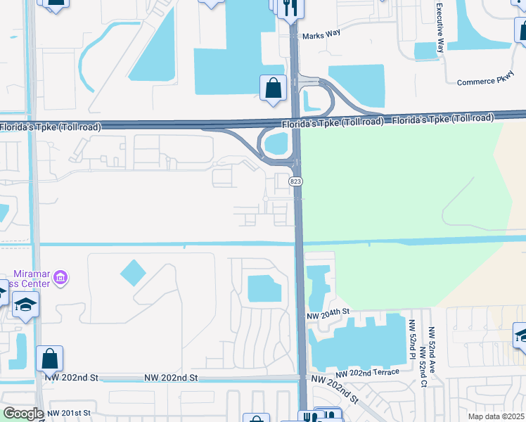 map of restaurants, bars, coffee shops, grocery stores, and more near 11338 Southwest 45th Place in Miramar