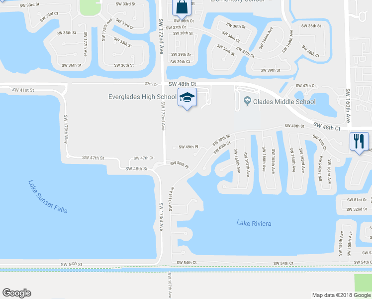 map of restaurants, bars, coffee shops, grocery stores, and more near 17148 Southwest 49th Place in Miramar