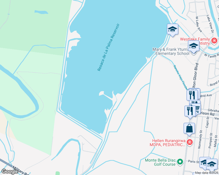 map of restaurants, bars, coffee shops, grocery stores, and more near Vasquez Ranch Road in Brownsville