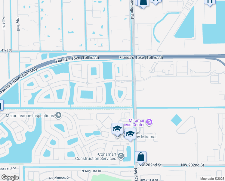 map of restaurants, bars, coffee shops, grocery stores, and more near 4558 Southwest 125th Lane in Miramar