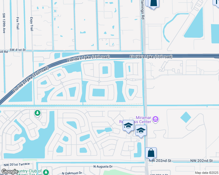 map of restaurants, bars, coffee shops, grocery stores, and more near 4523 Southwest 127th Terrace in Miramar