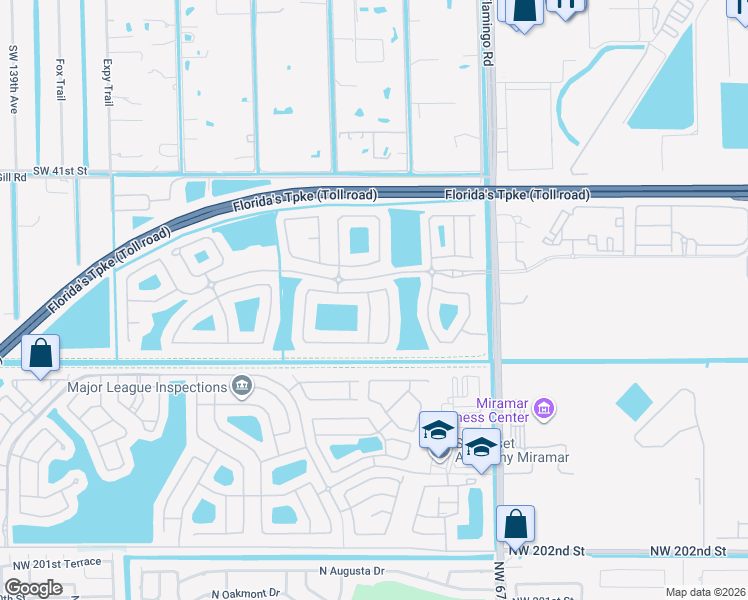 map of restaurants, bars, coffee shops, grocery stores, and more near 4523 Southwest 127th Terrace in Miramar