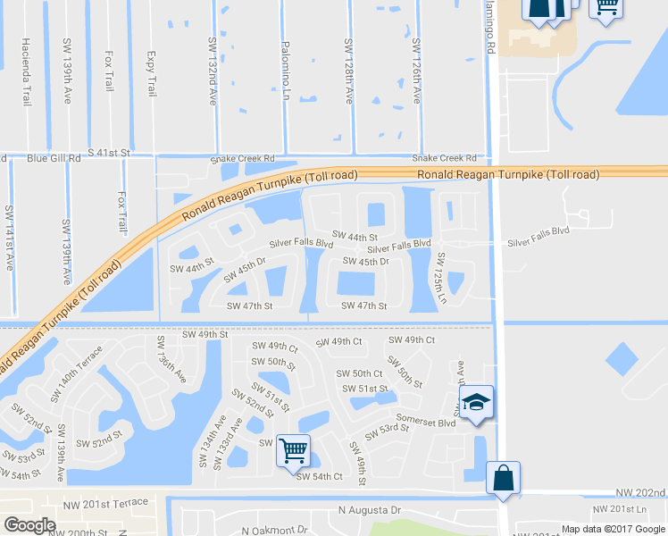 map of restaurants, bars, coffee shops, grocery stores, and more near 4537 Southwest 129th Avenue in Miramar