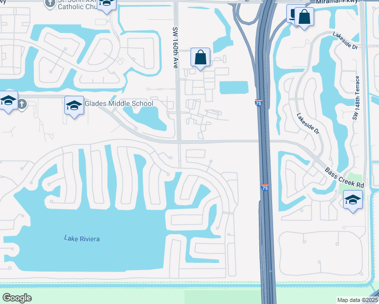 map of restaurants, bars, coffee shops, grocery stores, and more near 15717 Southwest 48th Drive in Miramar