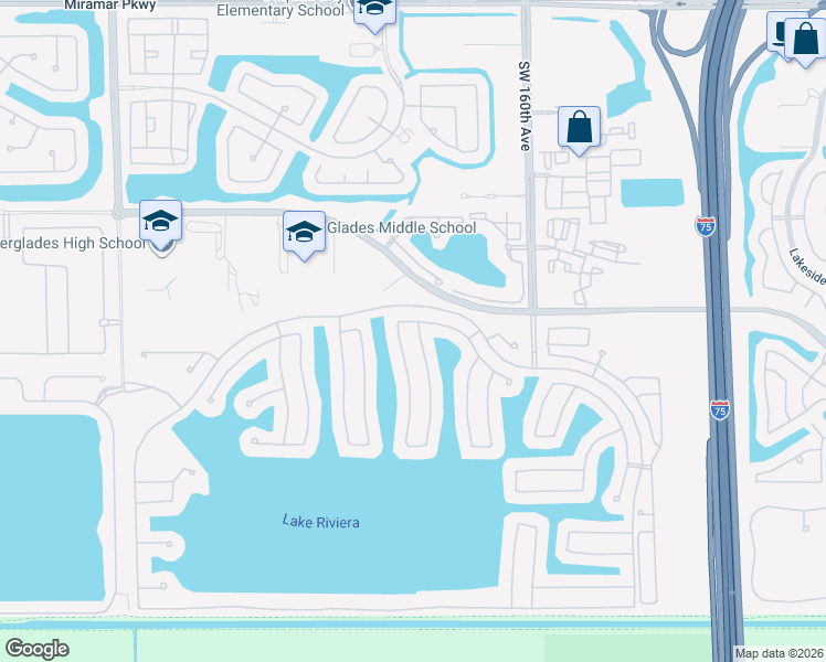 map of restaurants, bars, coffee shops, grocery stores, and more near 4930 Southwest 163rd Avenue in Miramar