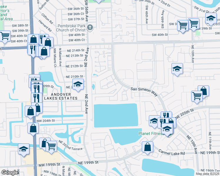 map of restaurants, bars, coffee shops, grocery stores, and more near 471 Northeast 210th Circle Terrace in Miami