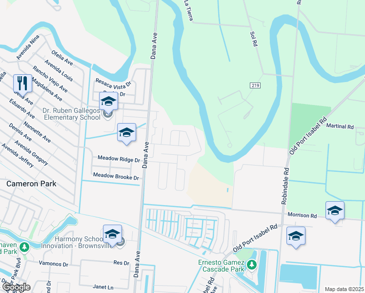 map of restaurants, bars, coffee shops, grocery stores, and more near 3144 Westwind Drive in Brownsville