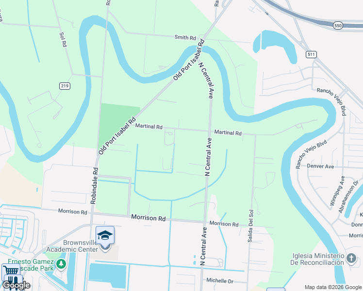 map of restaurants, bars, coffee shops, grocery stores, and more near 4364-4598 Martinal Road in Brownsville