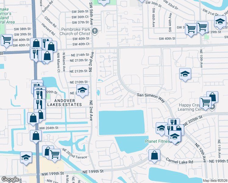 map of restaurants, bars, coffee shops, grocery stores, and more near 471 Northeast 210th Circle Terrace in Miami