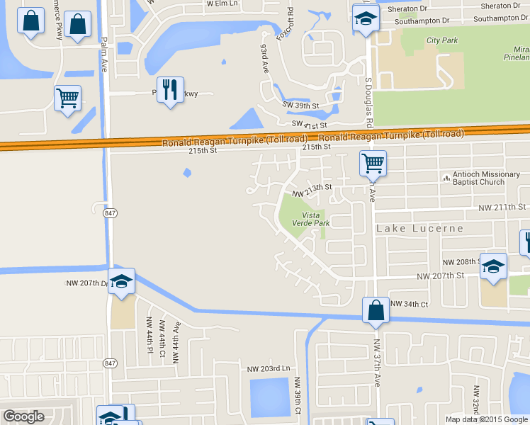 map of restaurants, bars, coffee shops, grocery stores, and more near 21124 Northwest 39th Avenue in Miami Gardens