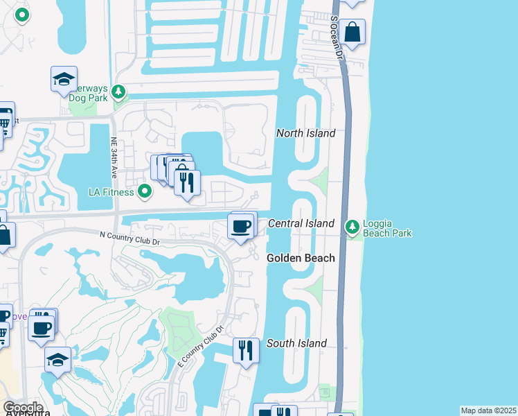map of restaurants, bars, coffee shops, grocery stores, and more near 3788 Northeast 207th Terrace in Miami