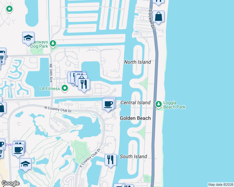 map of restaurants, bars, coffee shops, grocery stores, and more near 3788 Northeast 207th Terrace in Miami