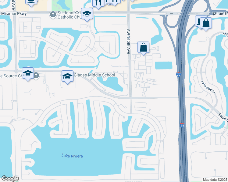 map of restaurants, bars, coffee shops, grocery stores, and more near 4702 Southwest 160th Avenue in Miramar