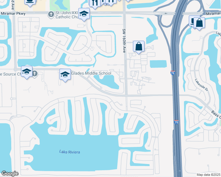 map of restaurants, bars, coffee shops, grocery stores, and more near 4702 Southwest 160th Avenue in Miramar