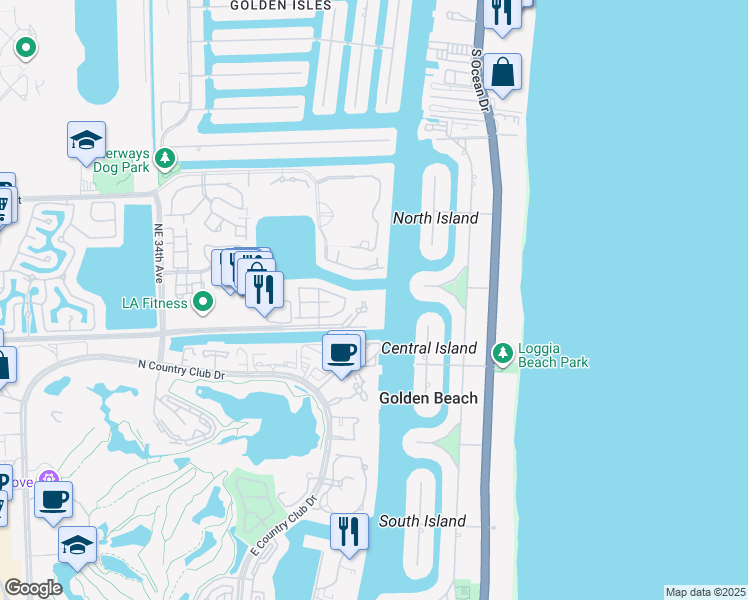 map of restaurants, bars, coffee shops, grocery stores, and more near 3812 Northeast 209th Terrace in Miami