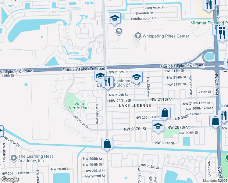 map of restaurants, bars, coffee shops, grocery stores, and more near in Miami Gardens