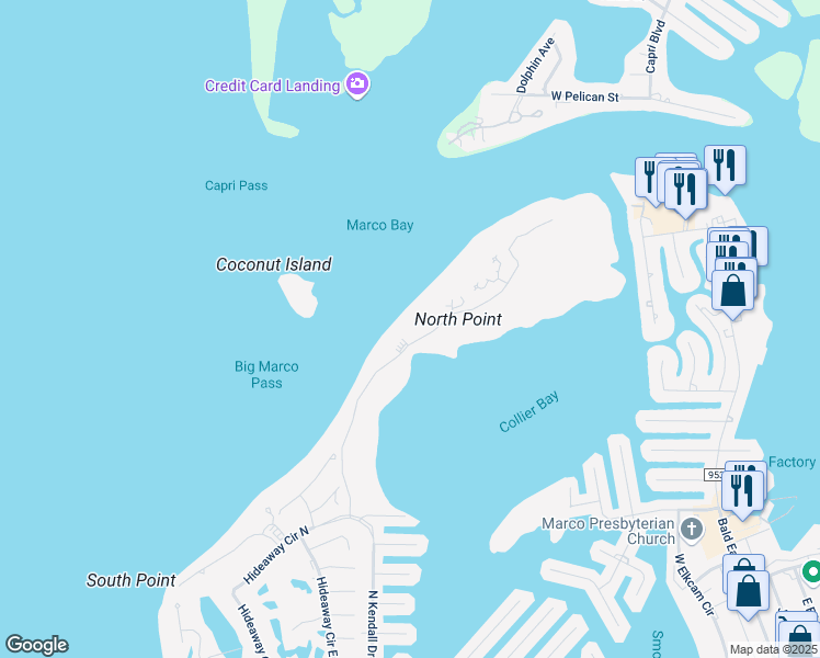 map of restaurants, bars, coffee shops, grocery stores, and more near 2000 Royal Marco Way in Marco Island