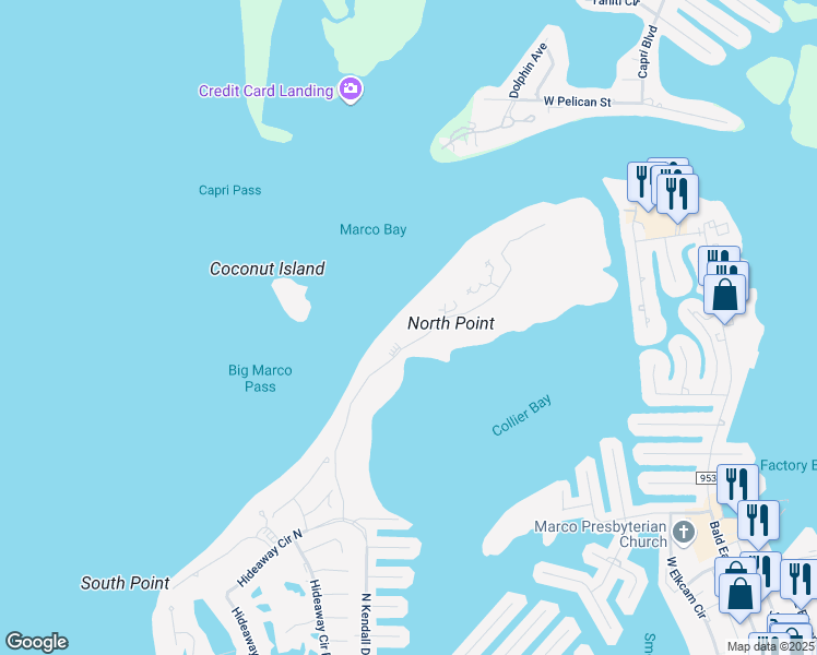 map of restaurants, bars, coffee shops, grocery stores, and more near 2000 Royal Marco Way in Marco Island