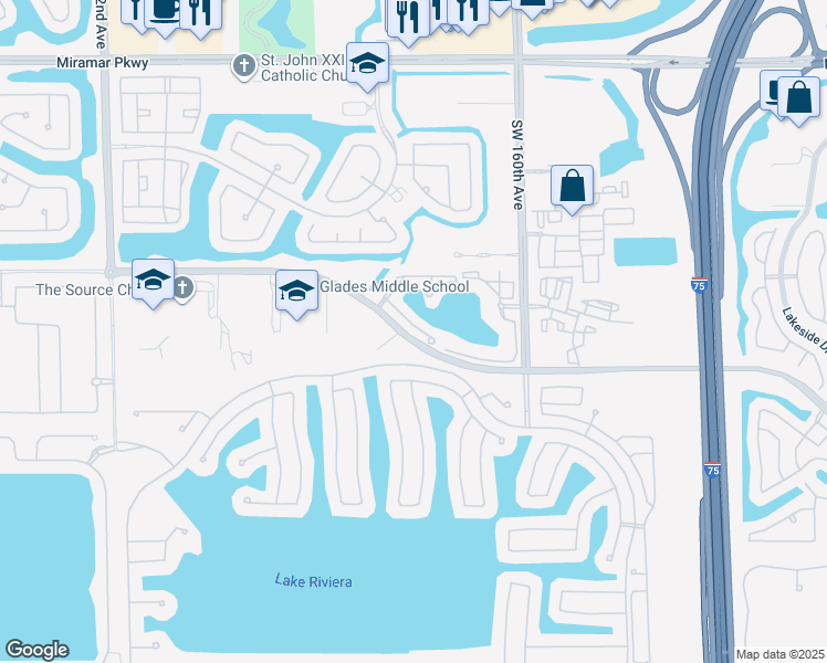 map of restaurants, bars, coffee shops, grocery stores, and more near 16352 Southwest 48th Street in Miramar