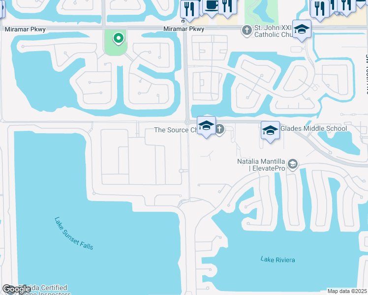 map of restaurants, bars, coffee shops, grocery stores, and more near 4376 Southwest 172nd Avenue in Miramar
