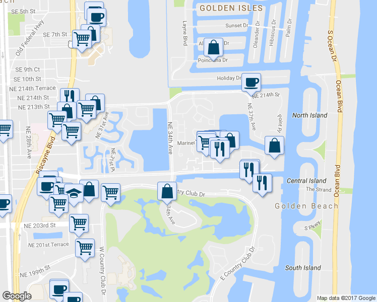 map of restaurants, bars, coffee shops, grocery stores, and more near 20907 Leeward Court in Miami