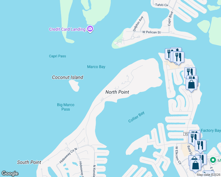 map of restaurants, bars, coffee shops, grocery stores, and more near 2000 Royal Marco Way in Marco Island