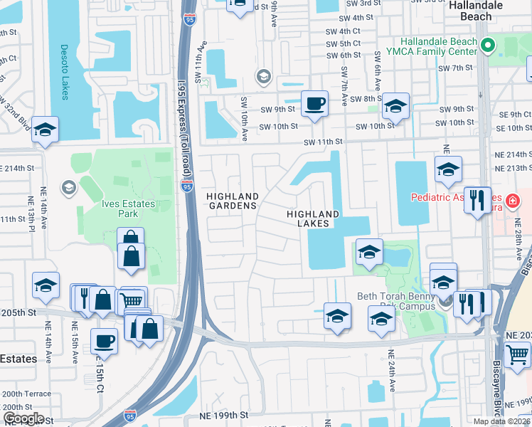 map of restaurants, bars, coffee shops, grocery stores, and more near 2011 Northeast 210th Street in North Miami Beach