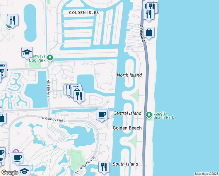 map of restaurants, bars, coffee shops, grocery stores, and more near 20949 Northeast 37th Court in Aventura