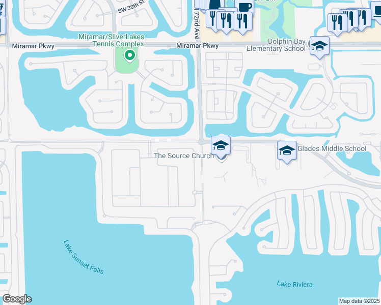 map of restaurants, bars, coffee shops, grocery stores, and more near in Miramar