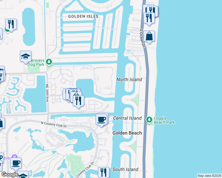 map of restaurants, bars, coffee shops, grocery stores, and more near 21011 Northeast 38th Avenue in Miami