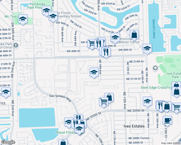 map of restaurants, bars, coffee shops, grocery stores, and more near 21230 Northeast 9th Court in Miami
