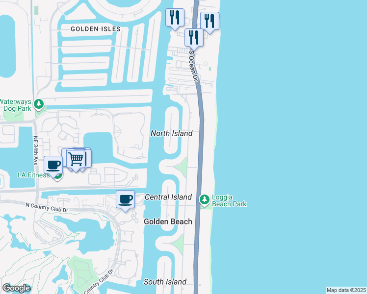 map of restaurants, bars, coffee shops, grocery stores, and more near 564 Golden Beach Drive in Golden Beach