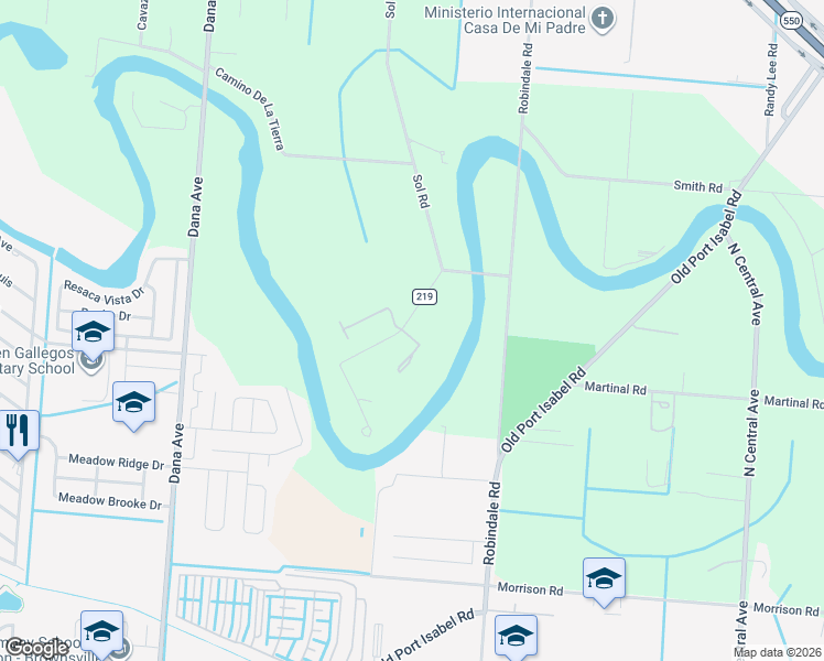 map of restaurants, bars, coffee shops, grocery stores, and more near 4722 Sol Road in Brownsville