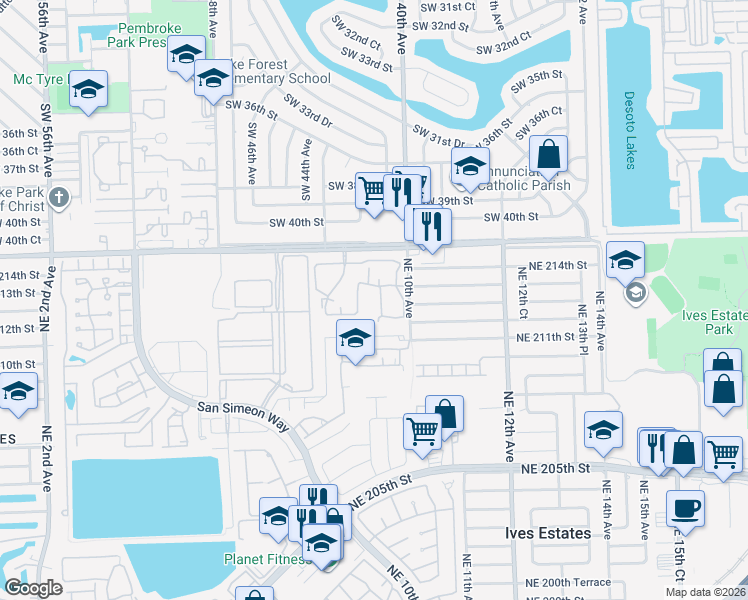 map of restaurants, bars, coffee shops, grocery stores, and more near 21230 Northeast 9th Court in Miami