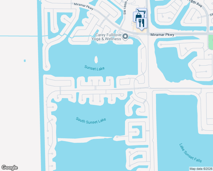 map of restaurants, bars, coffee shops, grocery stores, and more near 18701 Southwest 41st Street in Miramar