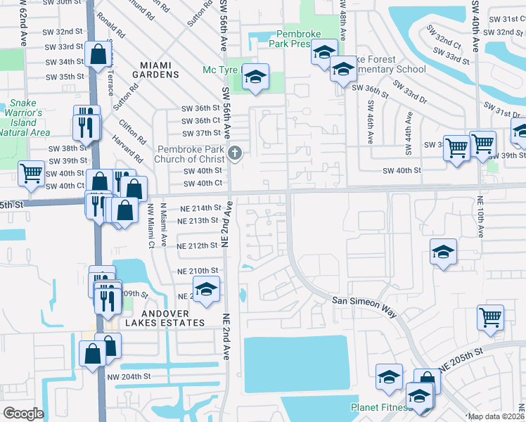 map of restaurants, bars, coffee shops, grocery stores, and more near 21465 NE 3rd Place in Miami