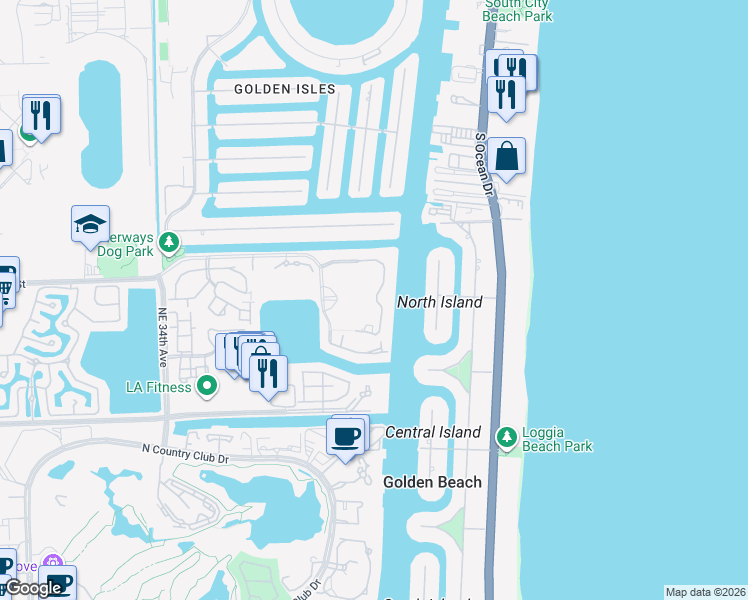 map of restaurants, bars, coffee shops, grocery stores, and more near in Aventura