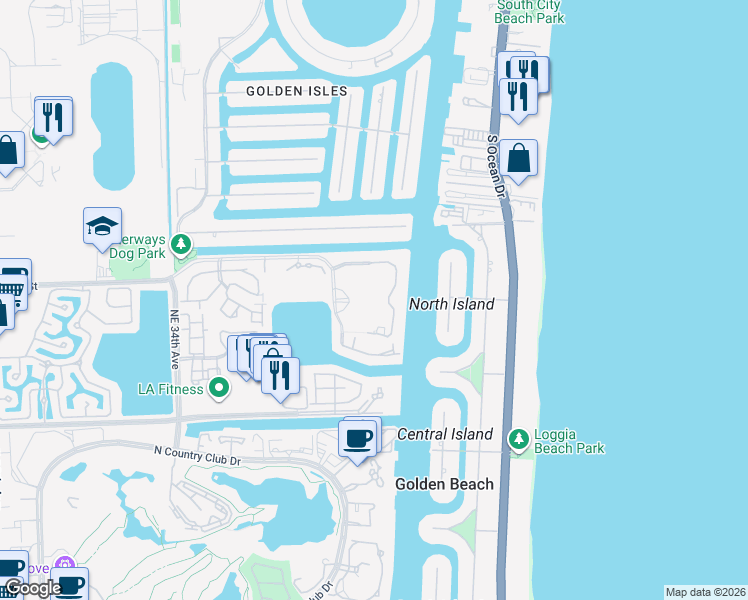 map of restaurants, bars, coffee shops, grocery stores, and more near in Aventura