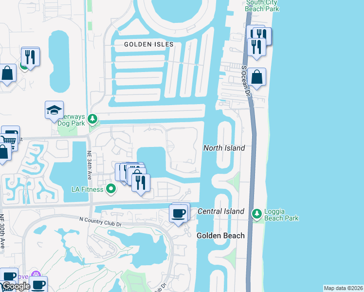 map of restaurants, bars, coffee shops, grocery stores, and more near in Aventura