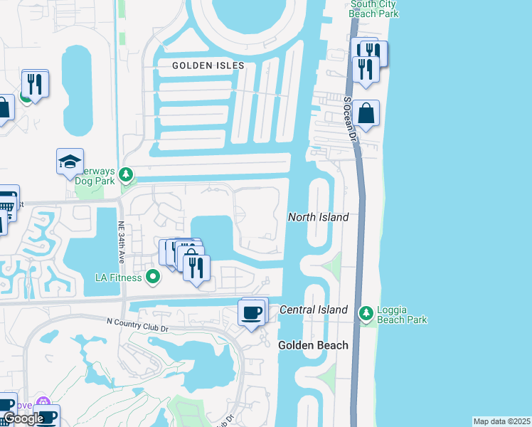 map of restaurants, bars, coffee shops, grocery stores, and more near in Aventura