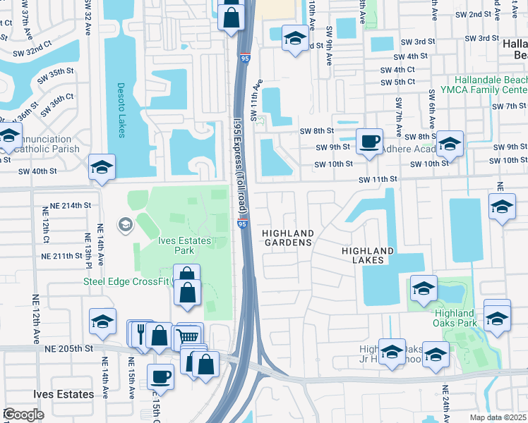 map of restaurants, bars, coffee shops, grocery stores, and more near 21302 Northeast 18th Place in North Miami Beach