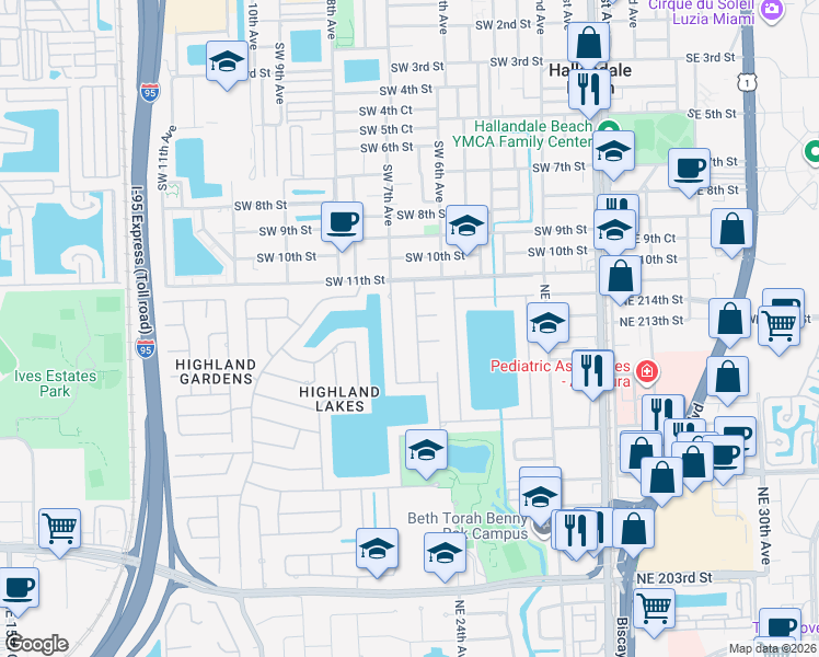 map of restaurants, bars, coffee shops, grocery stores, and more near 21300 Northeast 23rd Court in Miami