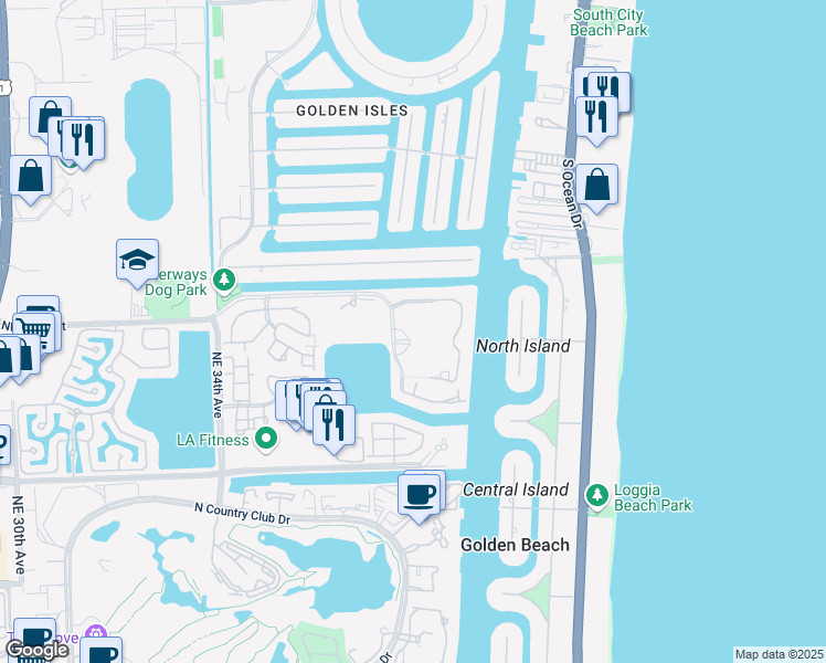 map of restaurants, bars, coffee shops, grocery stores, and more near in Aventura