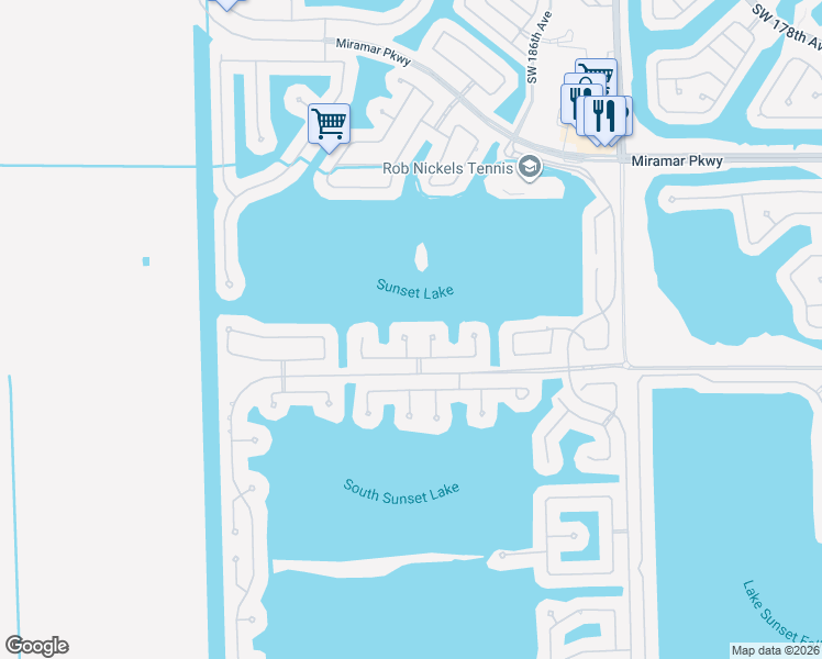 map of restaurants, bars, coffee shops, grocery stores, and more near 3903 Southwest 189th Avenue in Miramar