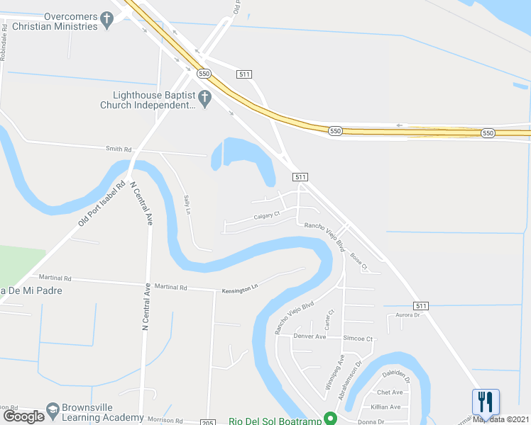 map of restaurants, bars, coffee shops, grocery stores, and more near 47 Calgary Court in Brownsville