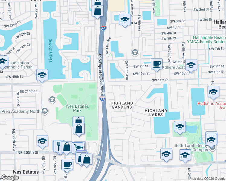 map of restaurants, bars, coffee shops, grocery stores, and more near 21302 Northeast 18th Place in North Miami Beach