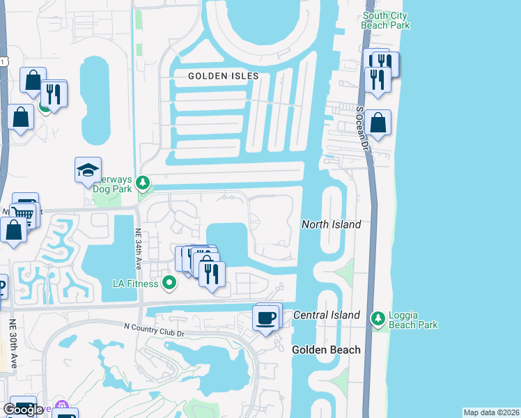 map of restaurants, bars, coffee shops, grocery stores, and more near in Aventura