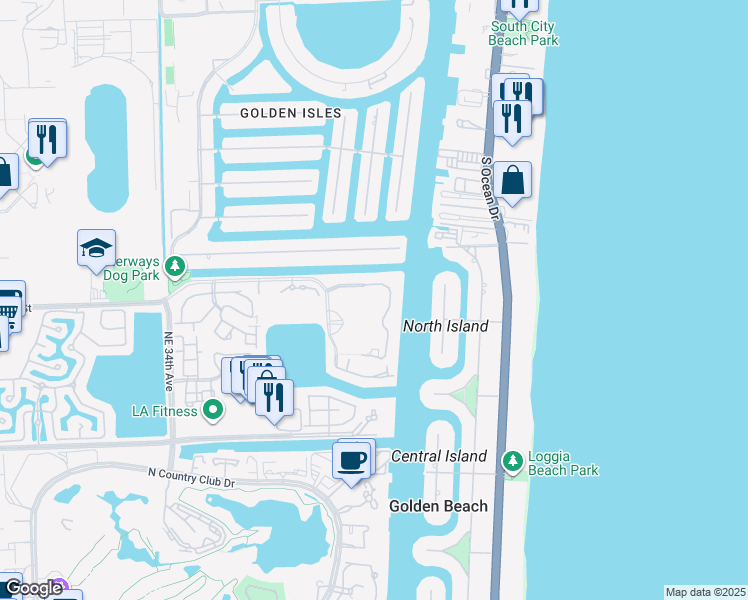 map of restaurants, bars, coffee shops, grocery stores, and more near in Aventura