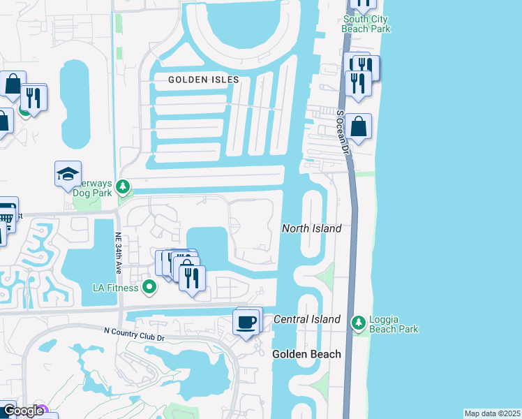 map of restaurants, bars, coffee shops, grocery stores, and more near in Aventura