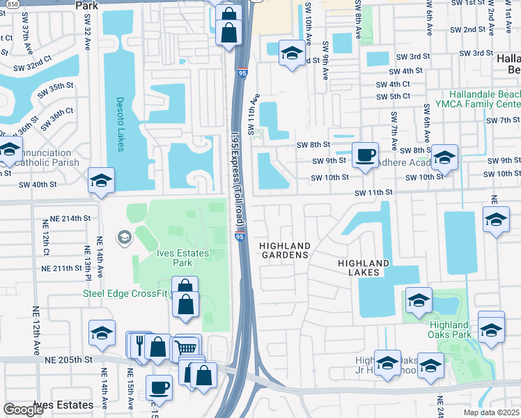 map of restaurants, bars, coffee shops, grocery stores, and more near 21302 Northeast 18th Place in North Miami Beach